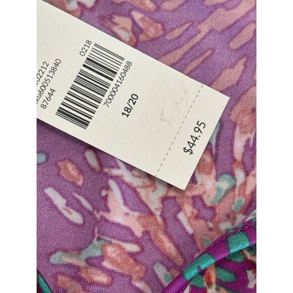 Lane Bryant Womens Fuchsia Pink Colorful Printed Tie Front Blouse Size 18/20 NWT - Picture 6 of 11